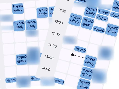 HypeDigitaly's calendar full of meetings, other people's events blurred