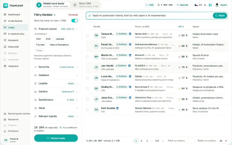 Step 1: the AI salesperson searches the database for ideal customers.
